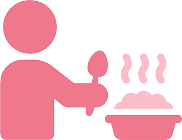 あたたかい食事を摂る人物のアイコン